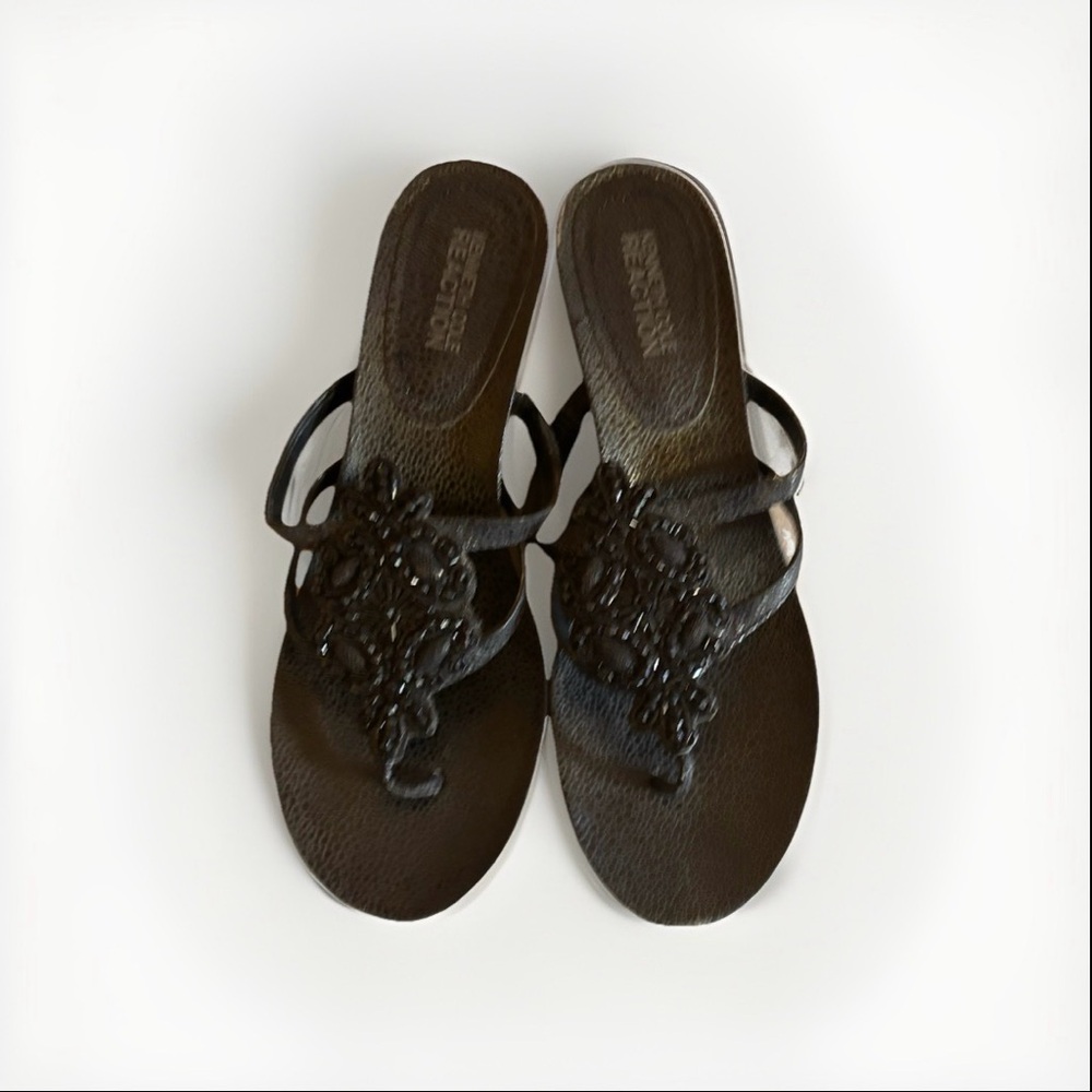 Kenneth Cole Reaction Black Embellished Sandals